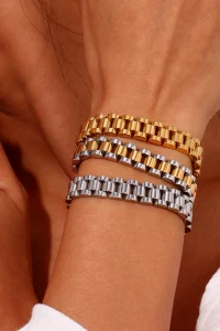 Europe and the United States stainless steel vintage strap bracelet ring does not lose colour suitable for women men daily wear