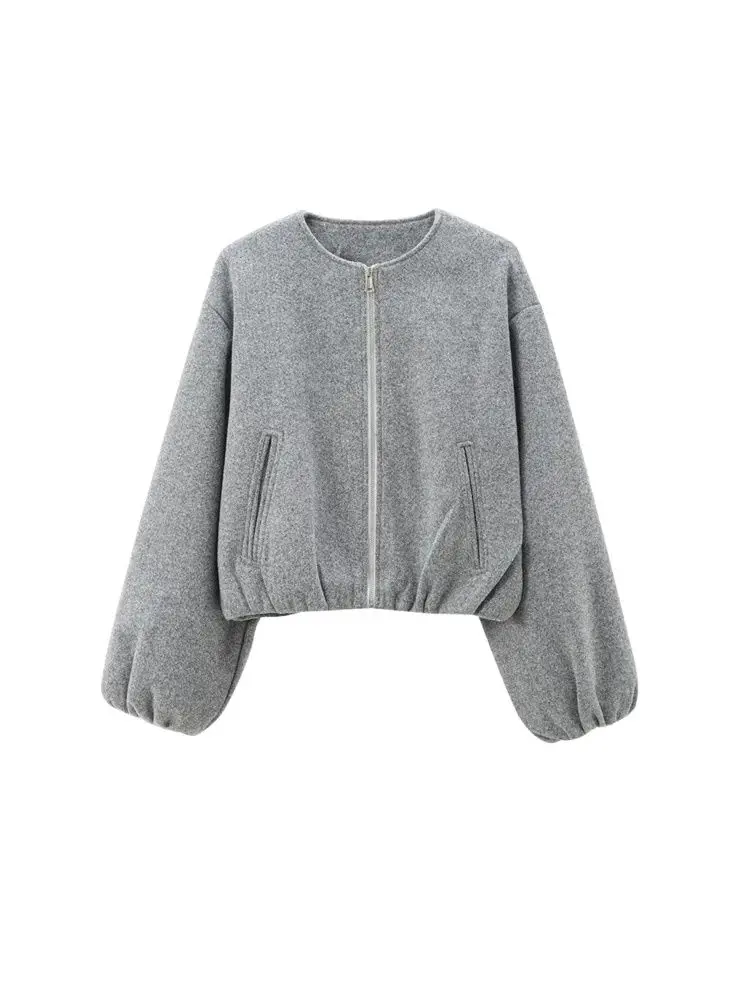 Oversized Soft Bomber Jacket for Women, Long Sleeve Coat, Front Zipper, Female Outerwear, Chic Tops, Fashion - Image 5