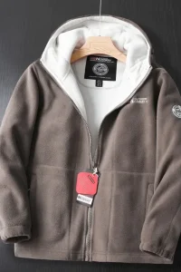 Export to Norway, Outdoor, Cold Resistant, Warm, Thick Double-layer Hooded Fleece, Winter Oversized Men's Plus Fleece Couple Sty