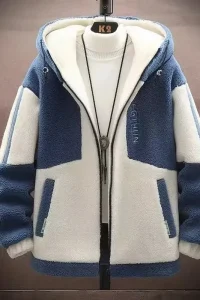 Autumn Men's Jackets Korean Fashion Streetwear Harajuku Winter Hooded Jackets Casual Men Clothing Wool Jackets Warm Jacket 2023