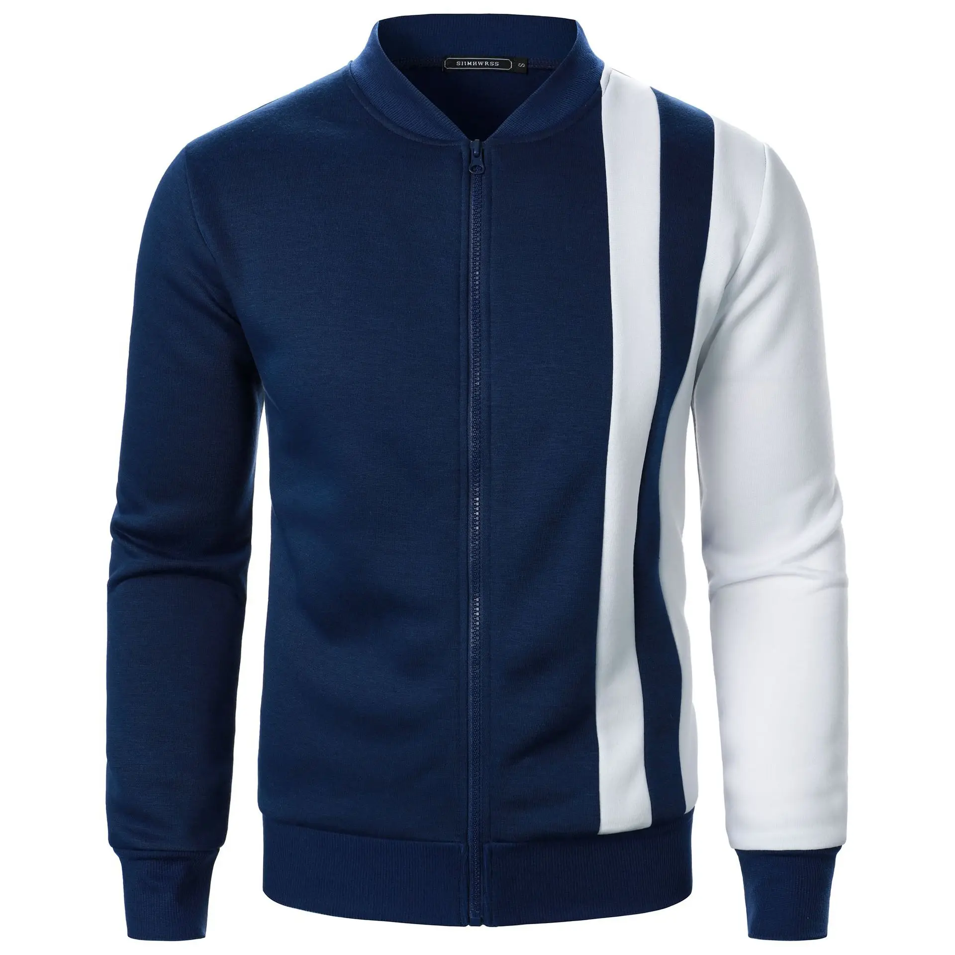 Men's New Zipper Stand Collar Color-blocking Sweatshirt Casual Jacket Men's Casual Cardigan Sweatshirt - Image 3