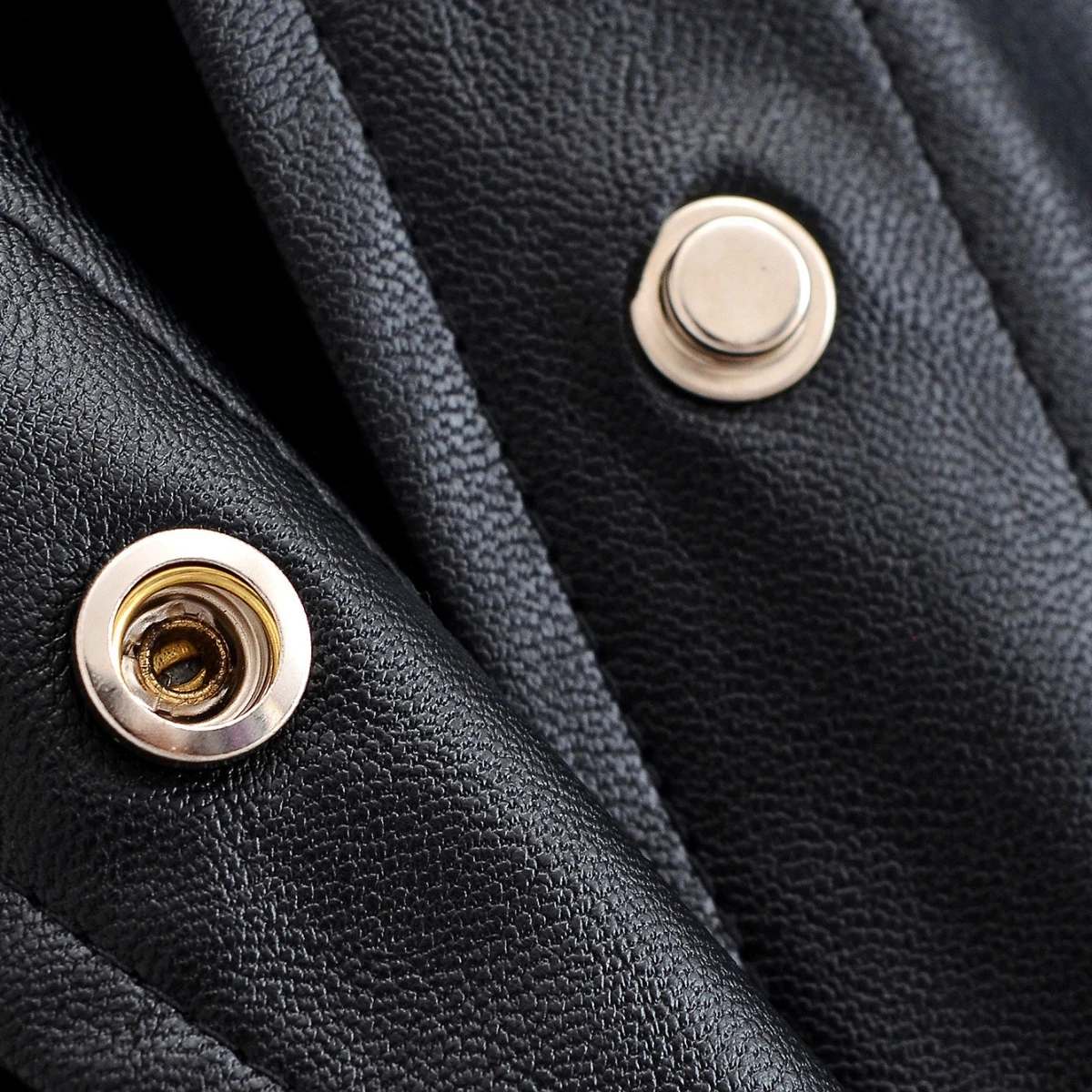 Woman's Faux Leather Bomber Jacket High Collar Pleated Solid Single-breasted Pockets Cropped Motorcycle Jacket Autumn Coat - Image 2