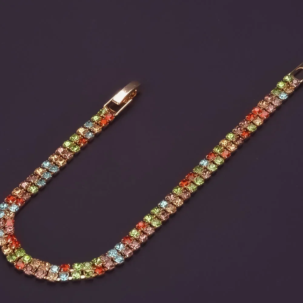 Tennis Bracelet for Women Colored Pulseira Mujer Gold Plated Bracciali Donna Double Row Cubic Zirconia Pulseras Mothers Day Gift - Image 2