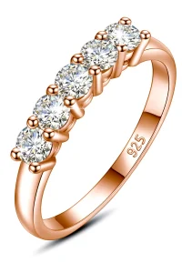 5pcs Stones Moissanite Diamond Ring for Woman Silver 925 100% Rose Gold Plated Fine Jewelry with Certified Engagement Gifts
