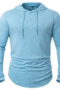 Men's Lightweight Athletic Hoodies Long Sleeve Workout Sport Hooded Shirt Casual Gym Running Jogger Shirt Pullover Sweatshirt