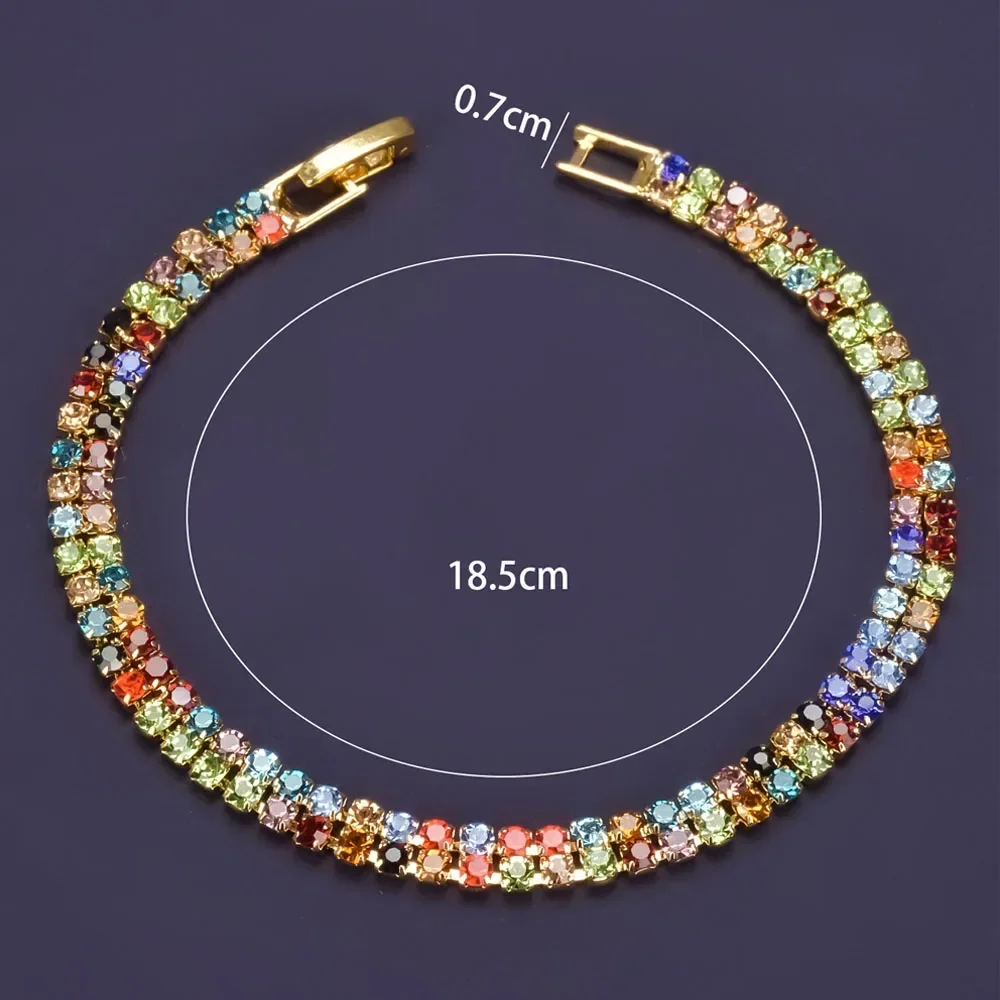 Tennis Bracelet for Women Colored Pulseira Mujer Gold Plated Bracciali Donna Double Row Cubic Zirconia Pulseras Mothers Day Gift - Image 6