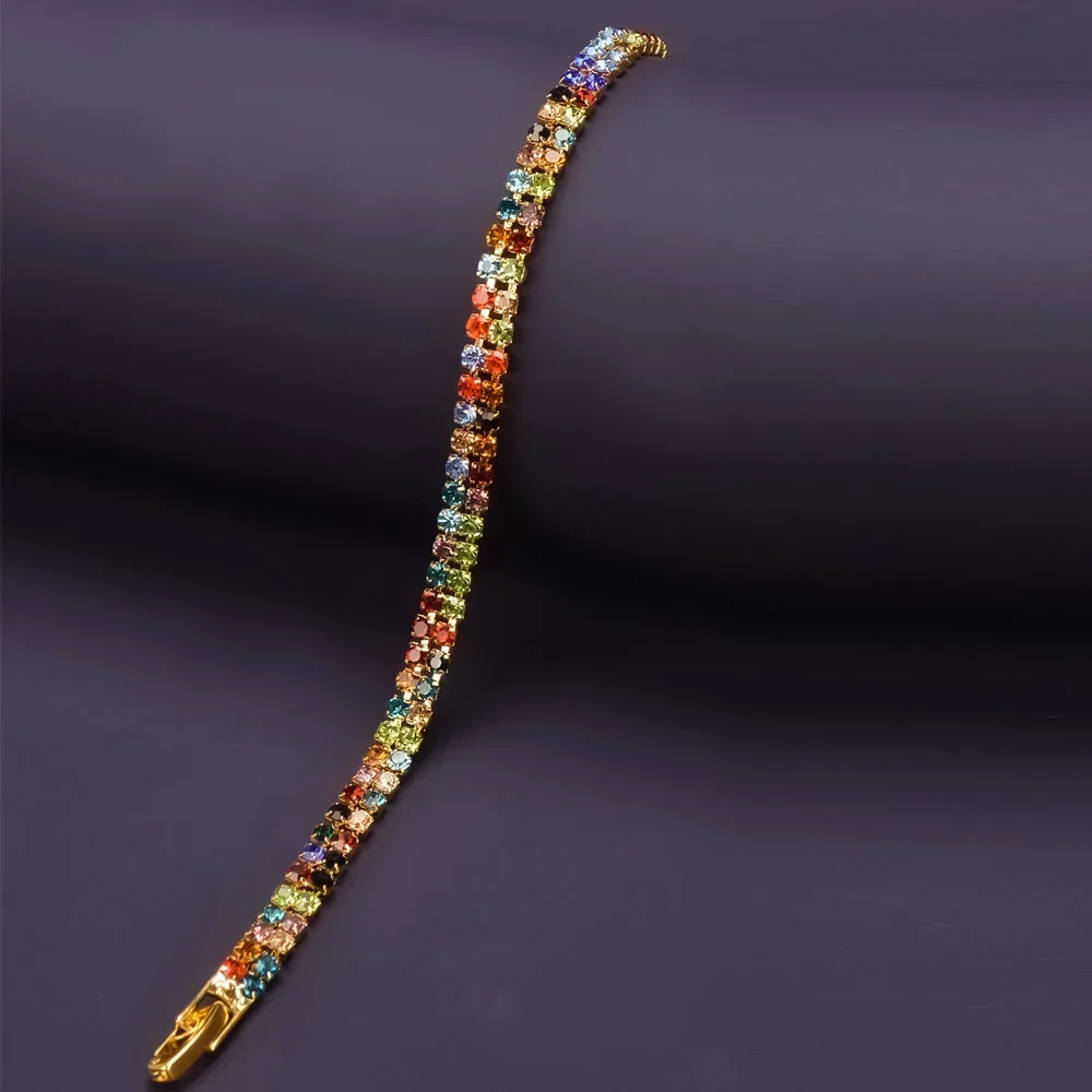 Tennis Bracelet for Women Colored Pulseira Mujer Gold Plated Bracciali Donna Double Row Cubic Zirconia Pulseras Mothers Day Gift - Image 4