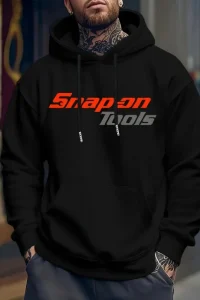 Men's Casual Hooded Sweatshirt with Bold "SNAP ON TOOLS" Graphic Print - Green Winter Pullover, Regular Fit,Sweater Hoodie