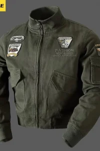 Retro Bomber Jackets Men Autumn Spring Embroidery Airplane Pilot Cargo Jackets Male Stand Collar Embroidery Tactical Coats