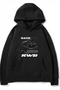 RWB Modified Car 911 Black Hooded Hoodie Men and Women of The Same Model 2024 New Autumn and Winter Casual Loose Top Clothing