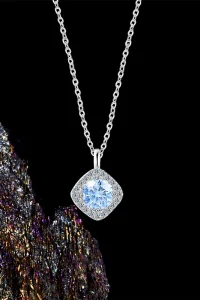 925 Sterling Silver Women's Necklace with Moissanite Pendant Luxurious High-End Square Bag Design Collarbone Chain Jewelry