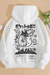 Men's Casual Cartoon Graphic Hoodie Autumn Winter Long Sleeve Loose Printed Streetwear Fashion Hooded Sweatshirt For Man