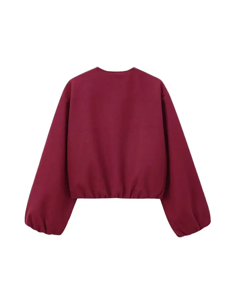 Oversized Soft Bomber Jacket for Women, Long Sleeve Coat, Front Zipper, Female Outerwear, Chic Tops, Fashion - Image 3