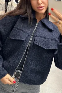 HXAO Women's Winter Tweed Jacket Women Coat Autumn Suede Demi-season Fleece Jackets for Women Zipper New in Coats 2024 Outerwear